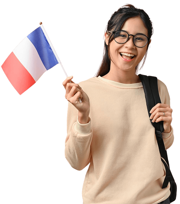 Trainer holding the French flag