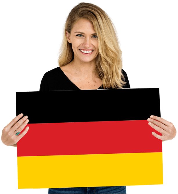 Trainer holding the German flag