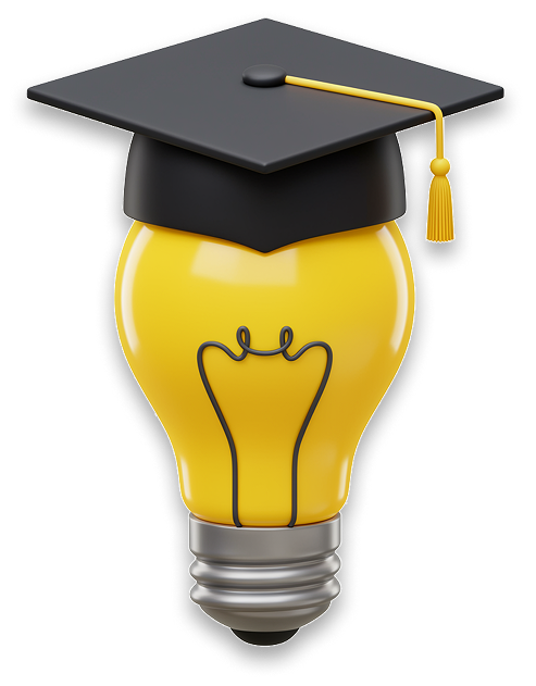 Graduation cap on a light bulb